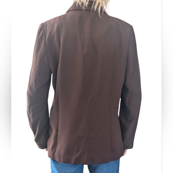 Vintage 1970s Handmade Brown Minimalist Lined Basic Hippie Neutral Blazer - Picture 5 of 10